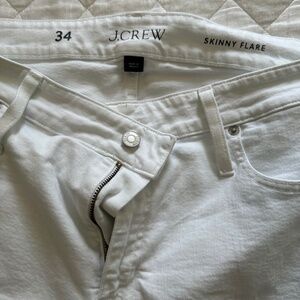 J.Crew Skinny Flare Cropped White Denim Jeans